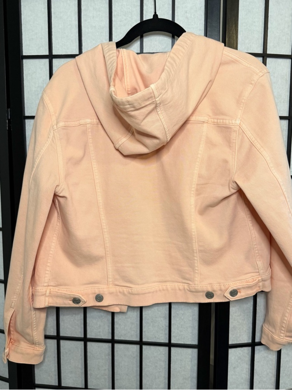 LOFT Light Peach Hooded Denim Jacket - Picture 2 of 4